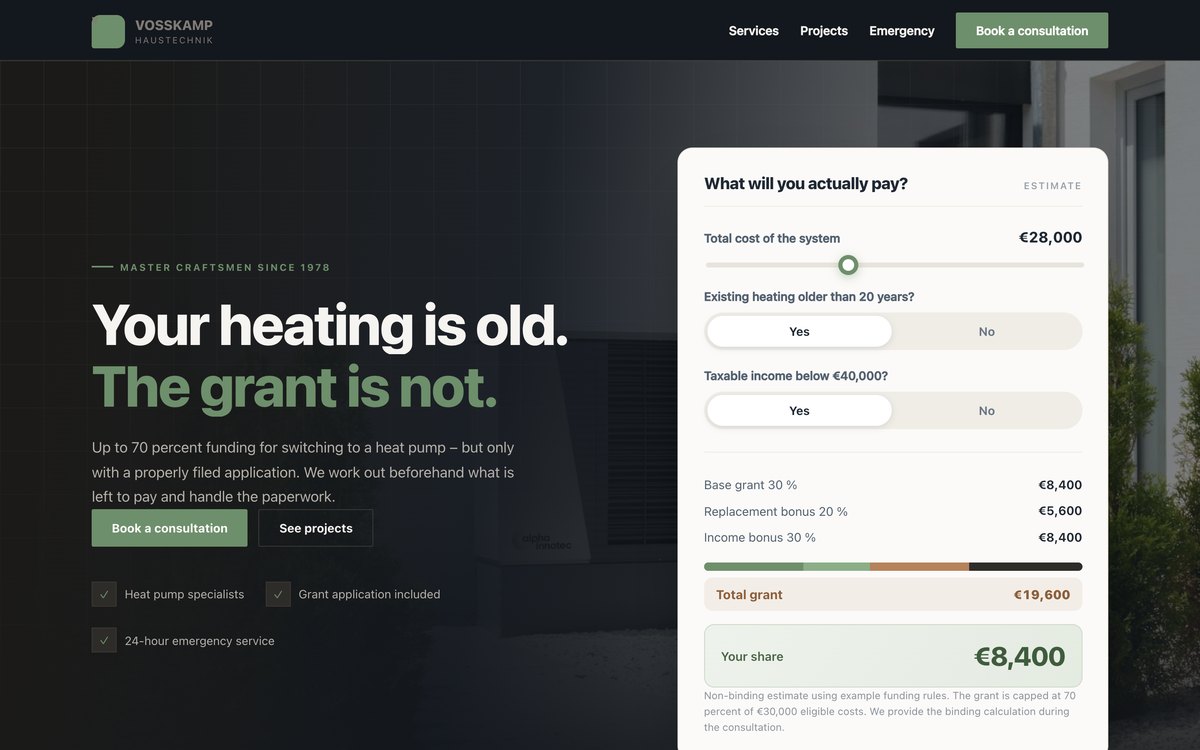 Homepage of Vosskamp Haustechnik